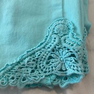 Cherokee super skinny aqua lace and cotton capri with pockets girls 10